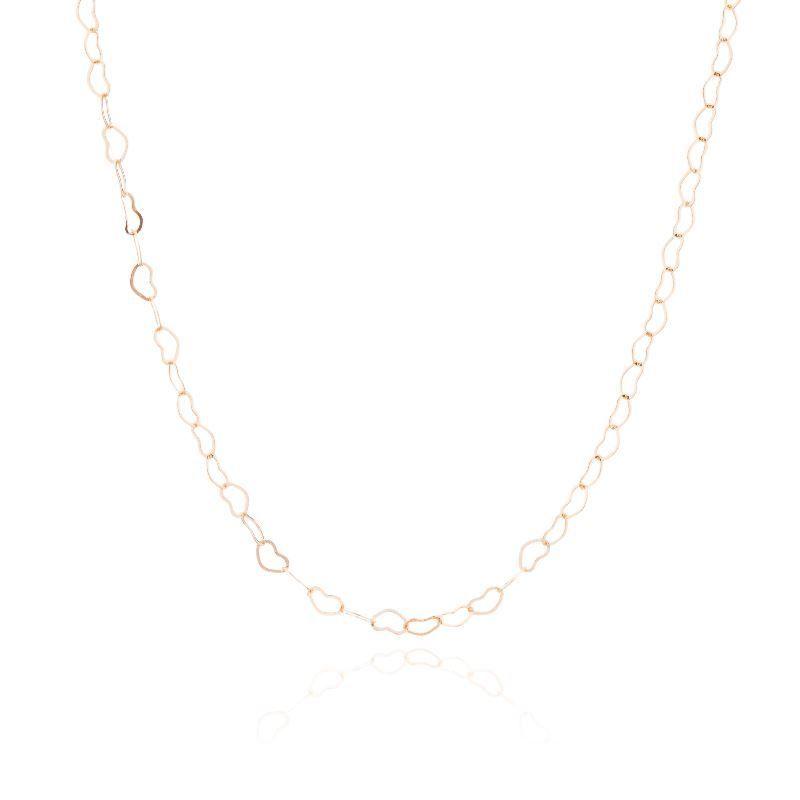 COLAR CORRENTE ELOS DE CORAÇÃO 50 CM - OURO