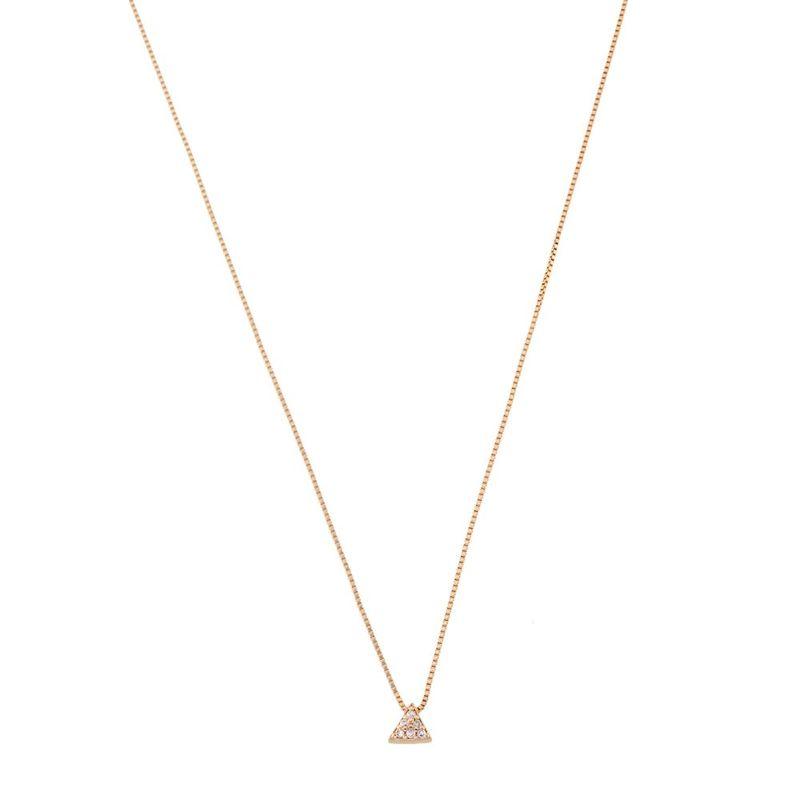 COLAR TRIANGULO PEQUENO CRAVEJADO BANHADO A OURO