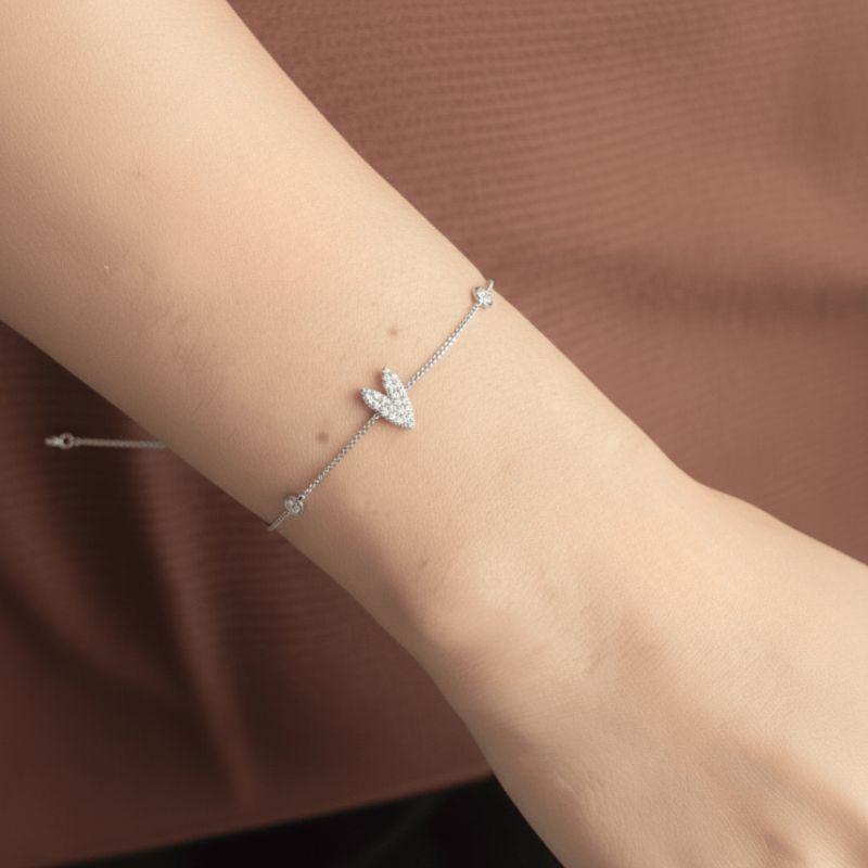 Pulseira Coração Cravejado Jardim Secreto Zircônias Banho Ródio