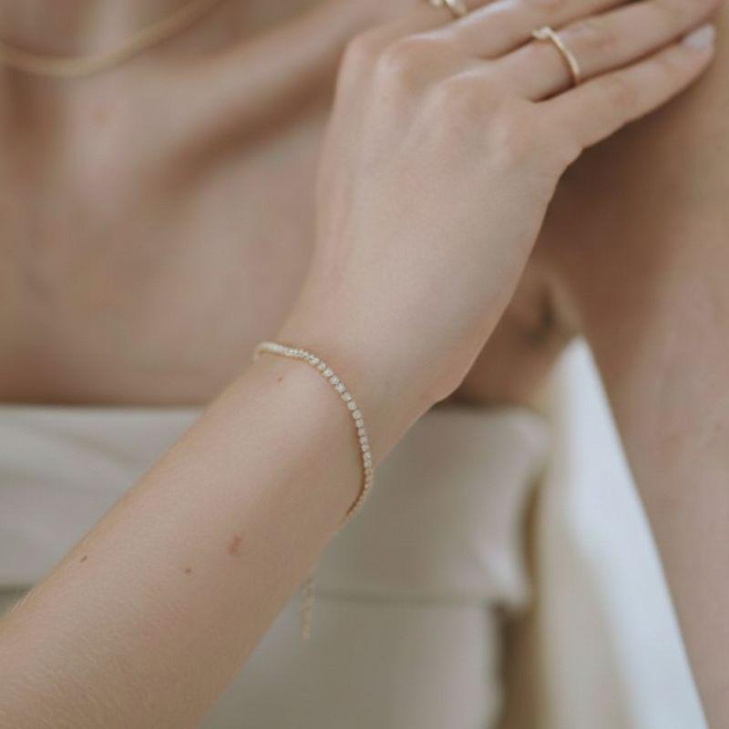 Pulseira Riviera Zircônias 1,5mm Best Seller Banho Ouro 18k