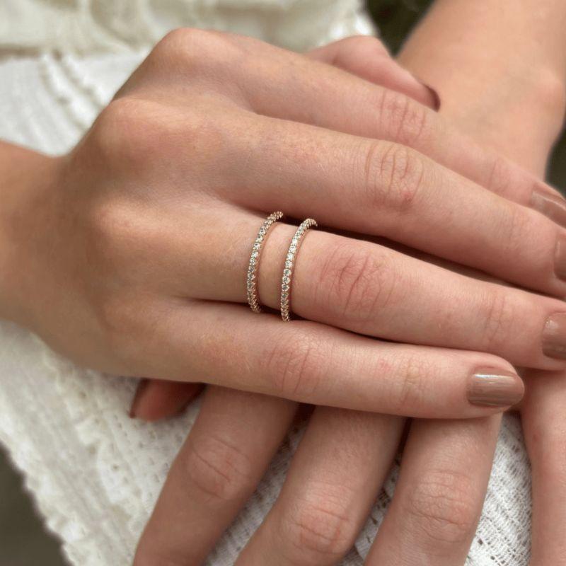 Anel Par Aparador Aliança Best Seller Cravejado Banho Ouro 18k