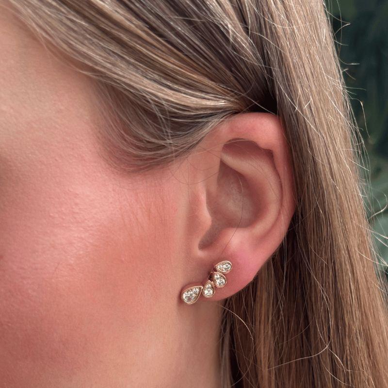 Brinco Ear Cuff 4 Gotas de Microzircônias Banhado a Ouro 18k