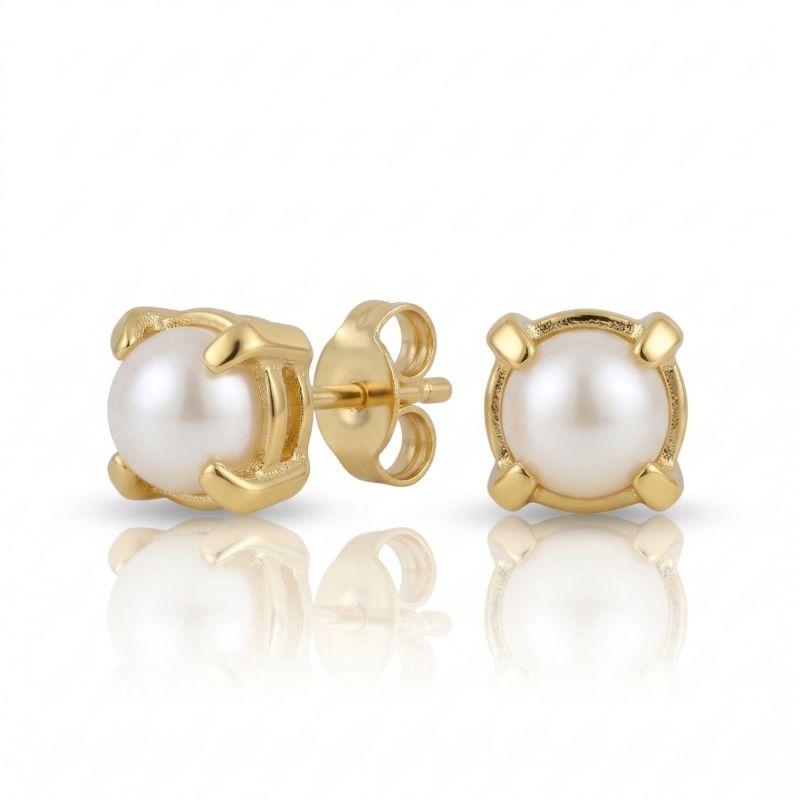 Brinco Pérola Mini 4mm Best Seller Segundo Furo Banho Ouro 18k