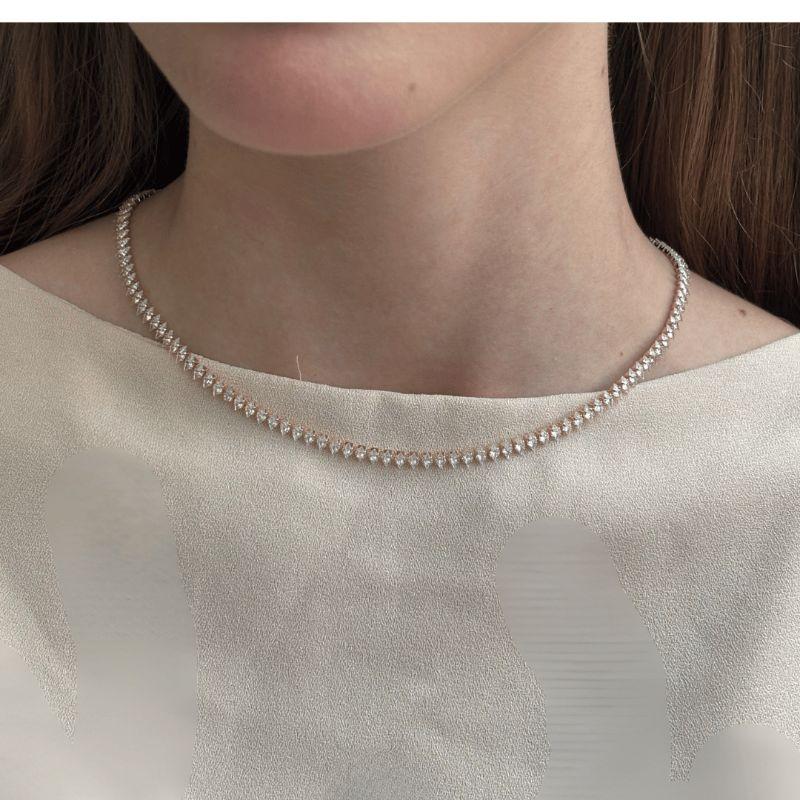 Colar Choker Riviera Zircônia Cristal Lapidação Losango 40cm Banhada a Ouro 18k