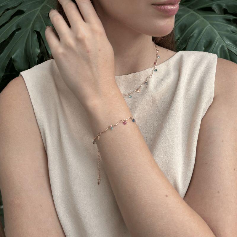 Pulseira Arco-Íris Zircônias Coloridas Banhada a Ouro 18k