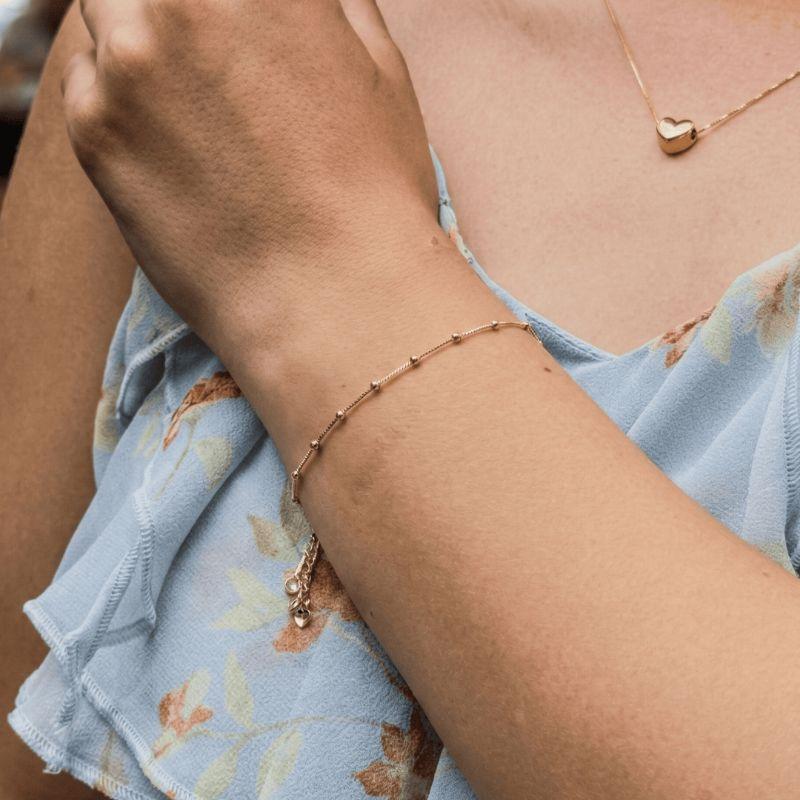 Pulseira Bolinhas Lisas Esferas Aura 16cm Banho Ouro 18k