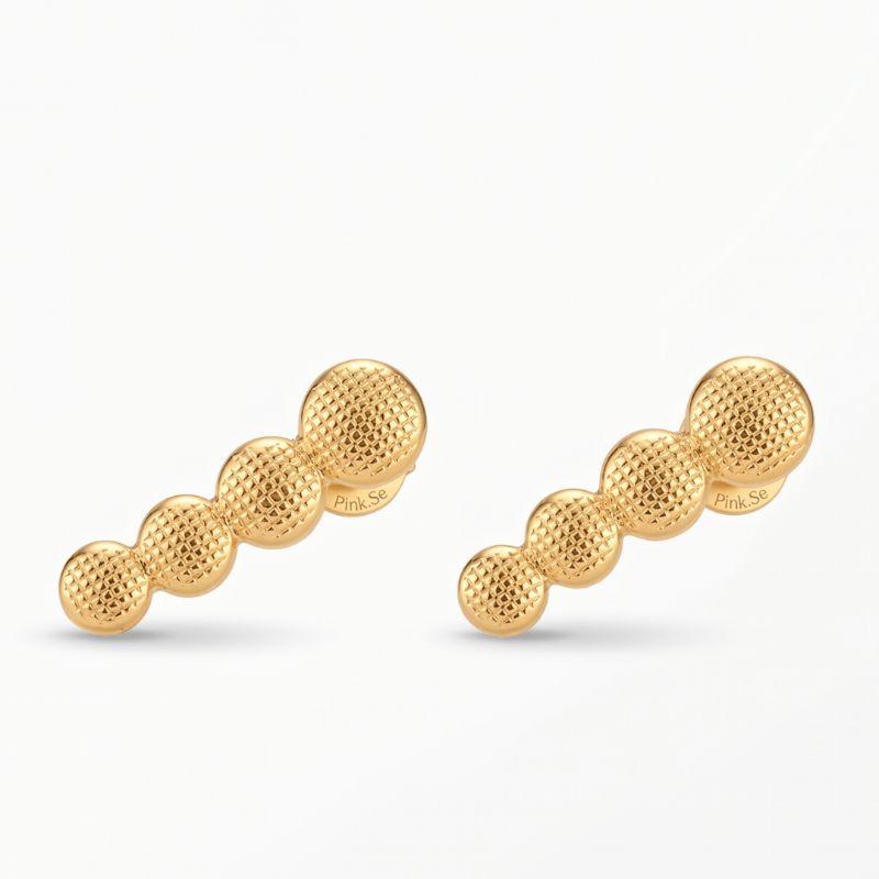 Brinco Earcuff Bolas Texturizadas Coleção Aura Banho Ouro 18k