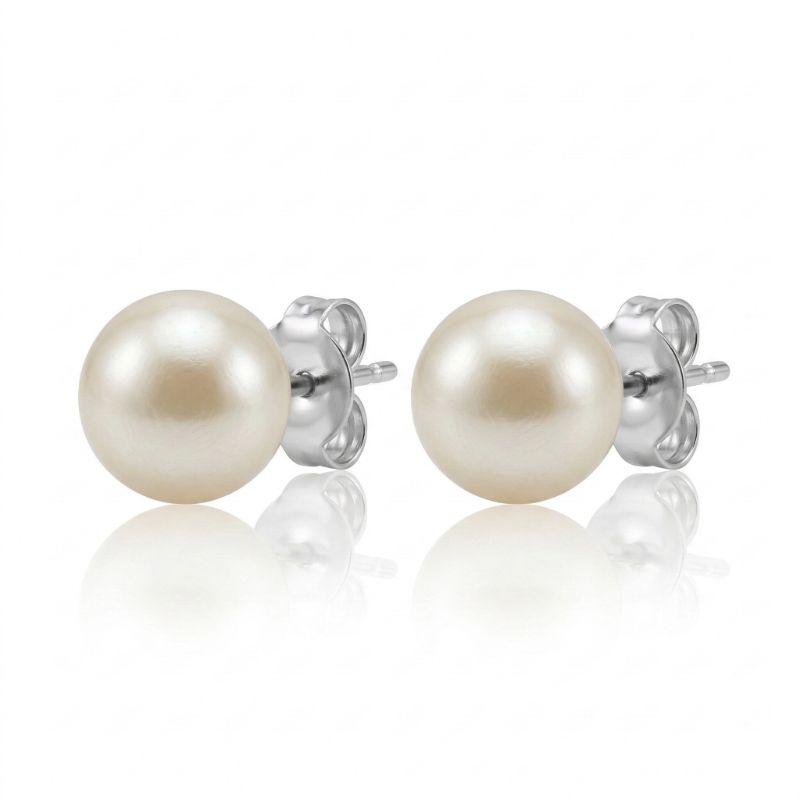 Brinco Esfera Pérola M 8Mm Best Seller Banho Ródio Branco Banho Ródio Branco Semijoia