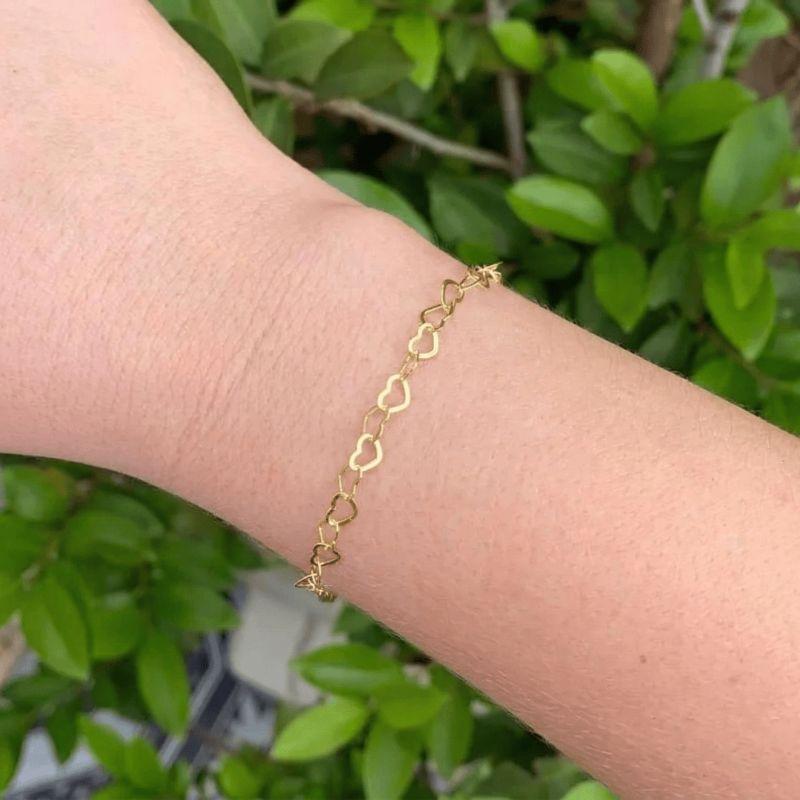 Pulseira De Elos De Coração Best-seller Banhado Em Ouro