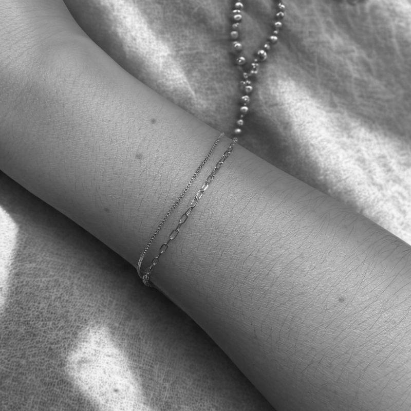 Pulseira Dupla De Elos E Veneziana Jardim Secreto Banhado Em Ródio