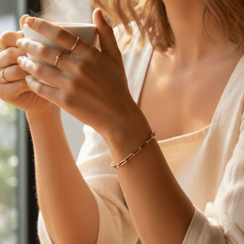 Pulseira Elos Carttier Alongados Essencial Banhado Em Ouro