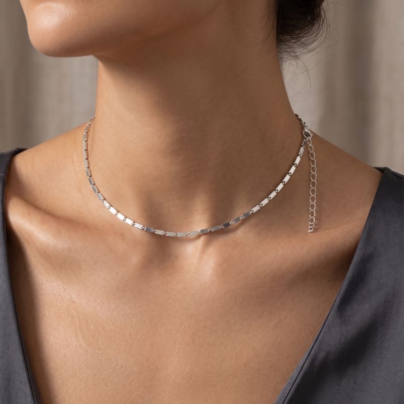 Colar Choker Vivi Essencial 40CM Banhado Em Ródio