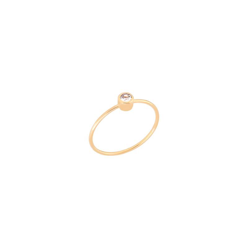 Anel Solitário Redondo Essencial Banhado Em Ouro 18k