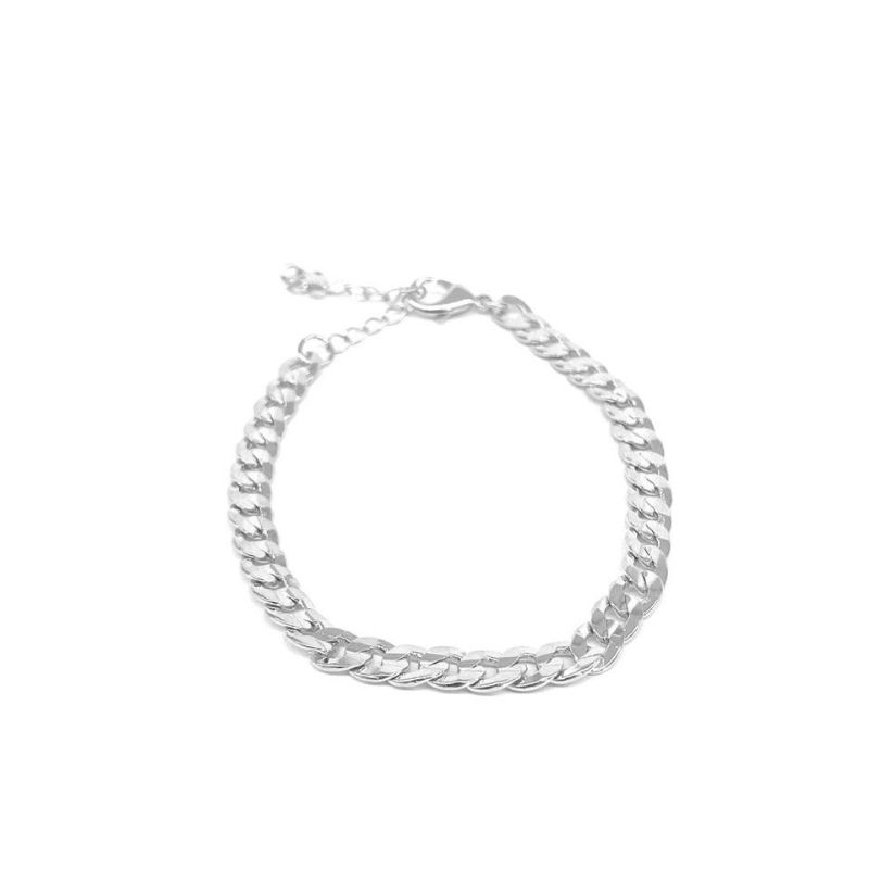Pulseira De Elos Essencial Banhado Em Ródio