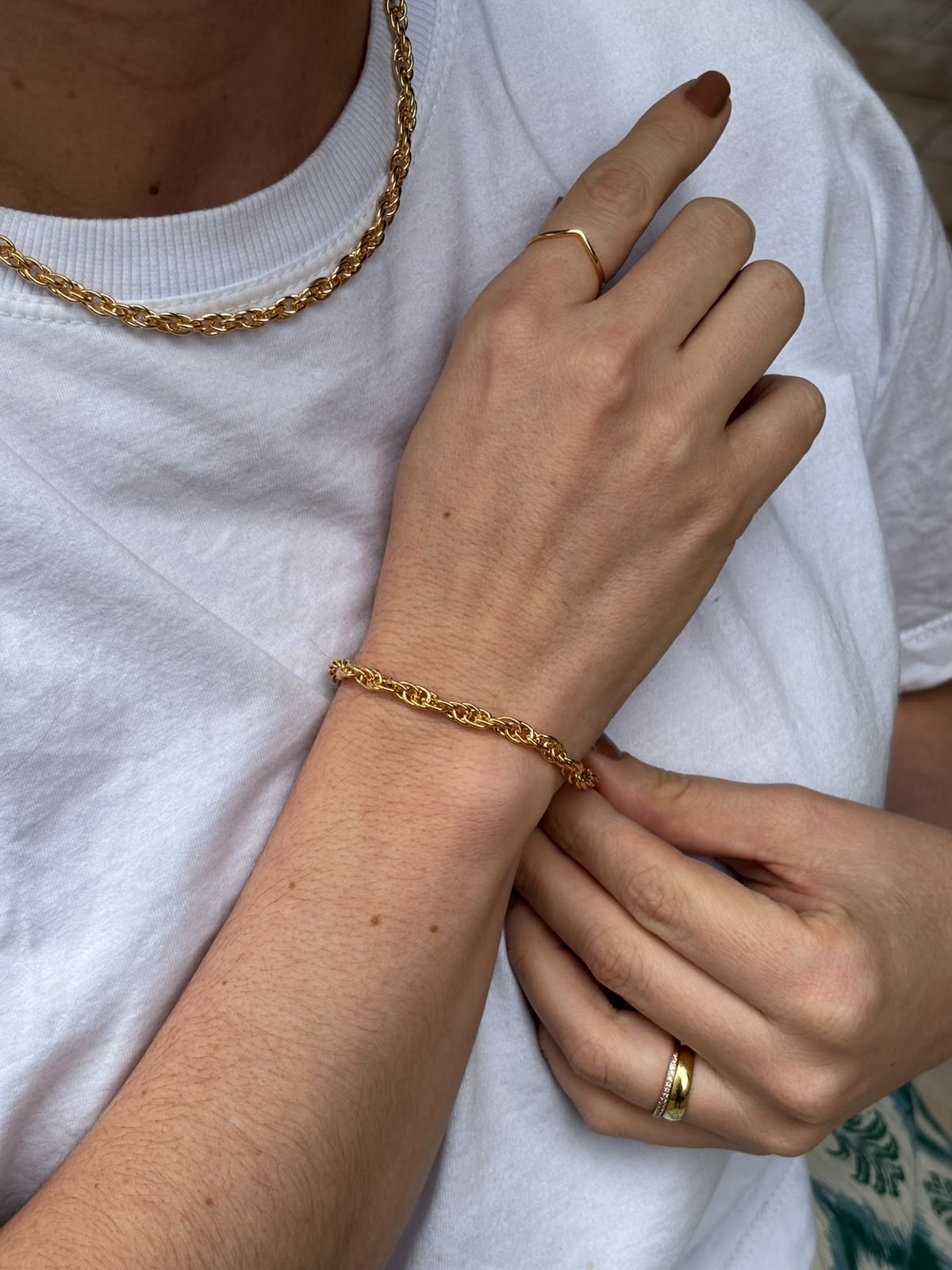 Pulseira Malha Trançada 17CM Lumina Banhado A Ouro 18k