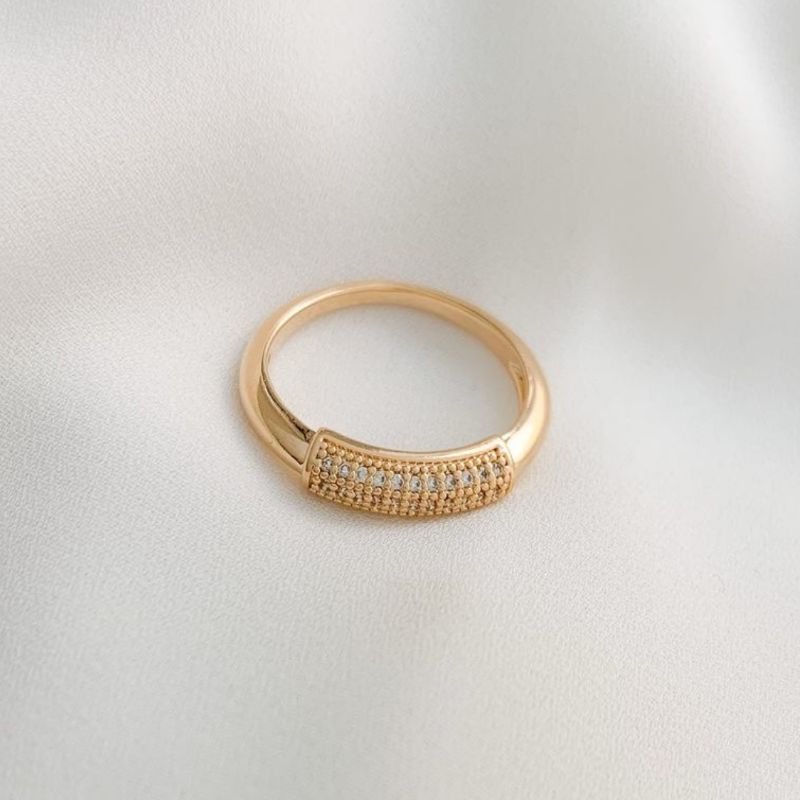 Anel De Zirconias Milão Banhado Em Ouro 18k