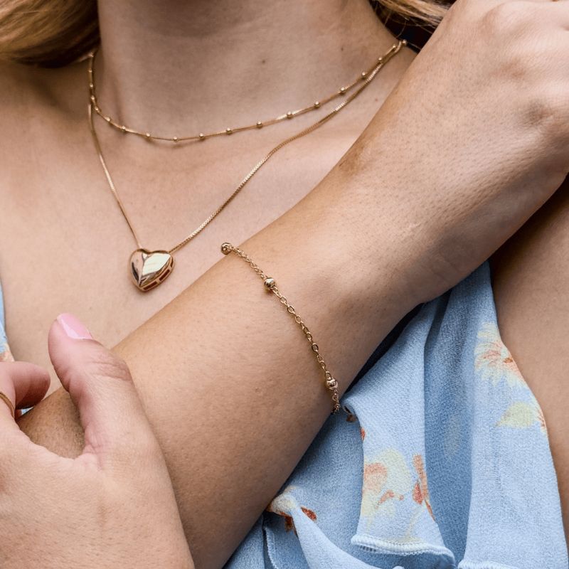 Colar Choker De Bolinhas Aura 40CM Banhado Em Ouro