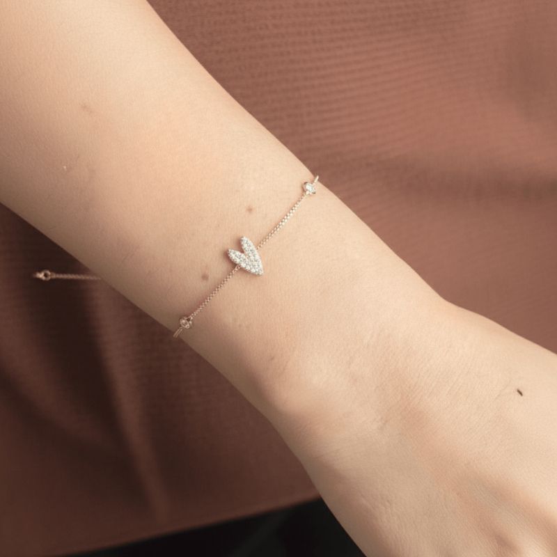 Pulseira Coração Cravejado Zircônias Aura Banhado Em Ouro