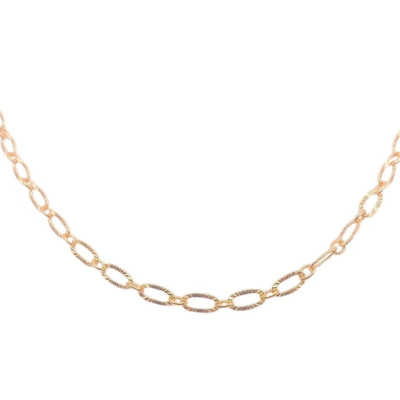 Colar Longo De Elos Frisado Brilhante Essencial 70CM Banhado Em Ouro