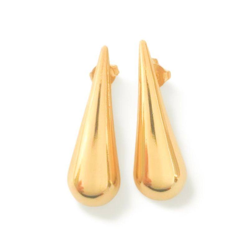 Brinco Gota Liso Grande Essencial Banhado Em Ouro