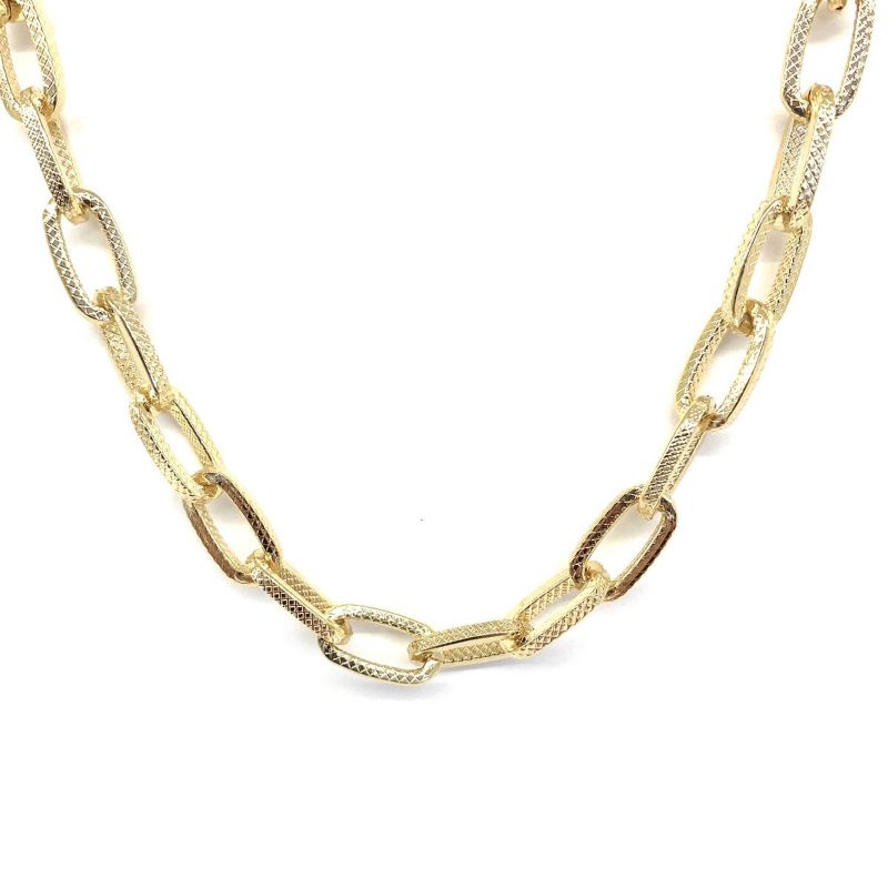 Colar Choker Elos Craquelado Essencial Banhado Em Ouro