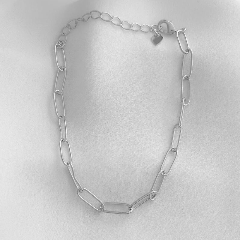 Pulseira De Elos Milão Banhado Em Ródio
