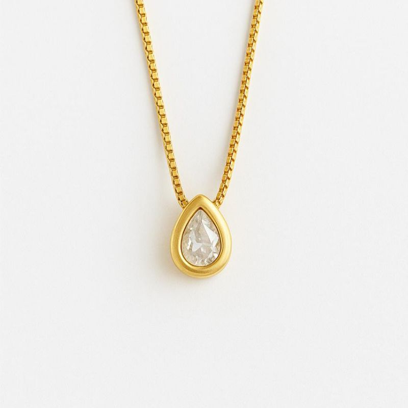 Colar Gota Ponto De Luz Essencial 45CM Banhado Em Ouro
