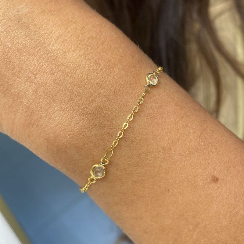 Pulseira De Pontos De Luz Florescer Banhado Em Ouro 18k