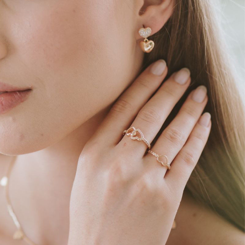 Anel De Coração Sara Banhado Em Ouro 18k