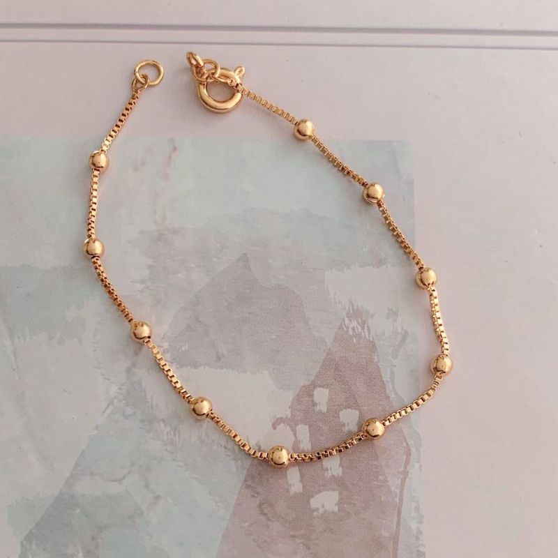 Pulseira De Bolinhas Kids Banhado Em Ouro