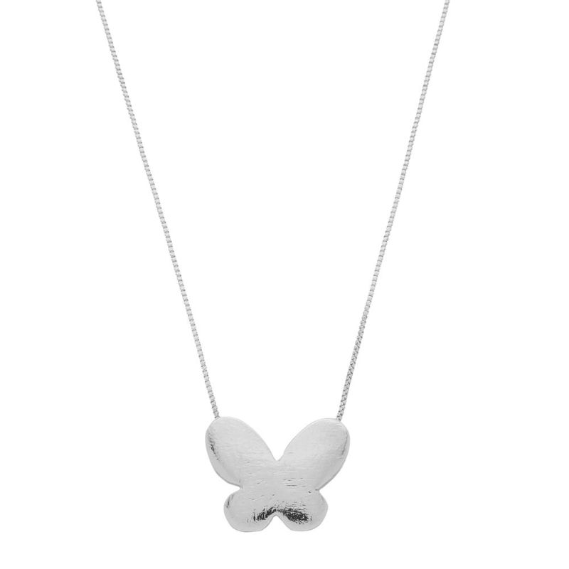 Colar Borboleta Essencial 45CM Banhado Em Ródio