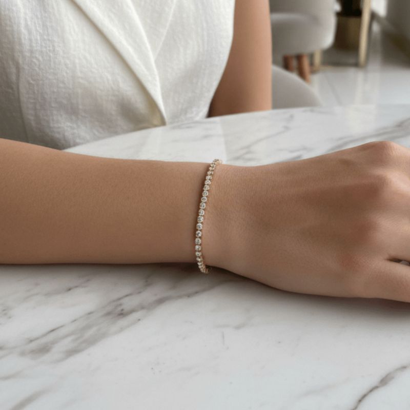 Pulseira Riviera Zircônias 2,5Mm Best Seller Banhado Em Ouro