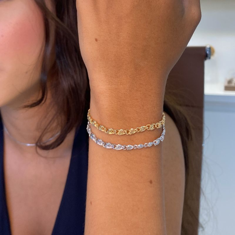 Pulseira Malha Caracol Florescer Banhado Em Ouro 18k