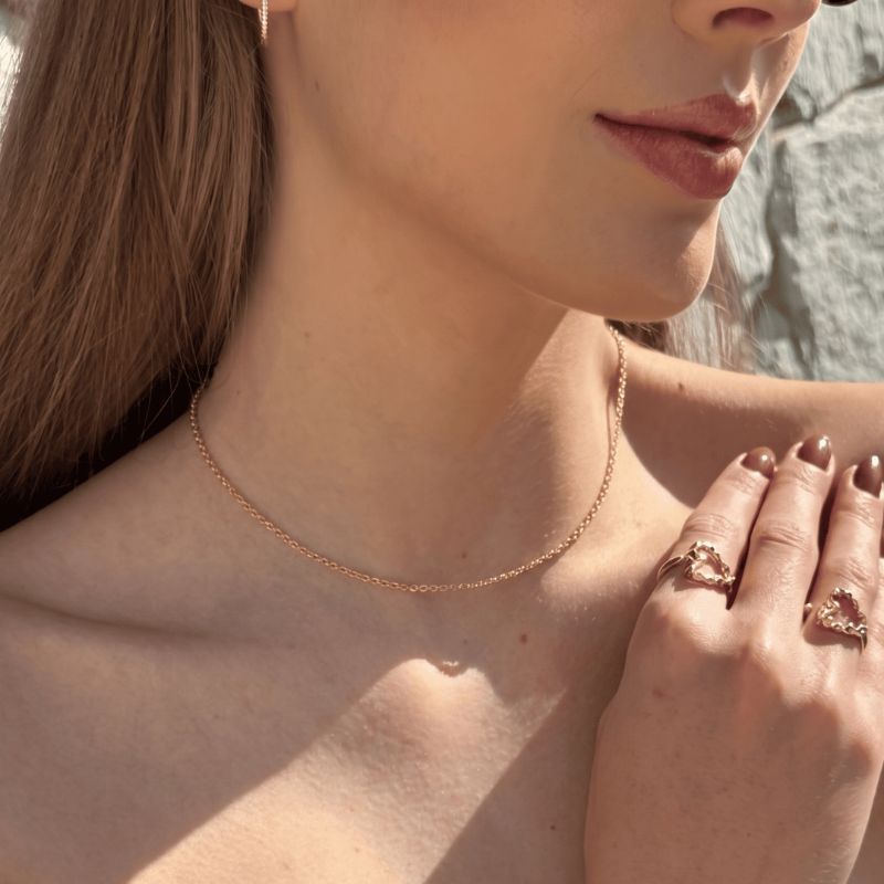 Colar Chocker Cordinha Brilhante Jardim Secreto 35CM Banhado Em Ouro