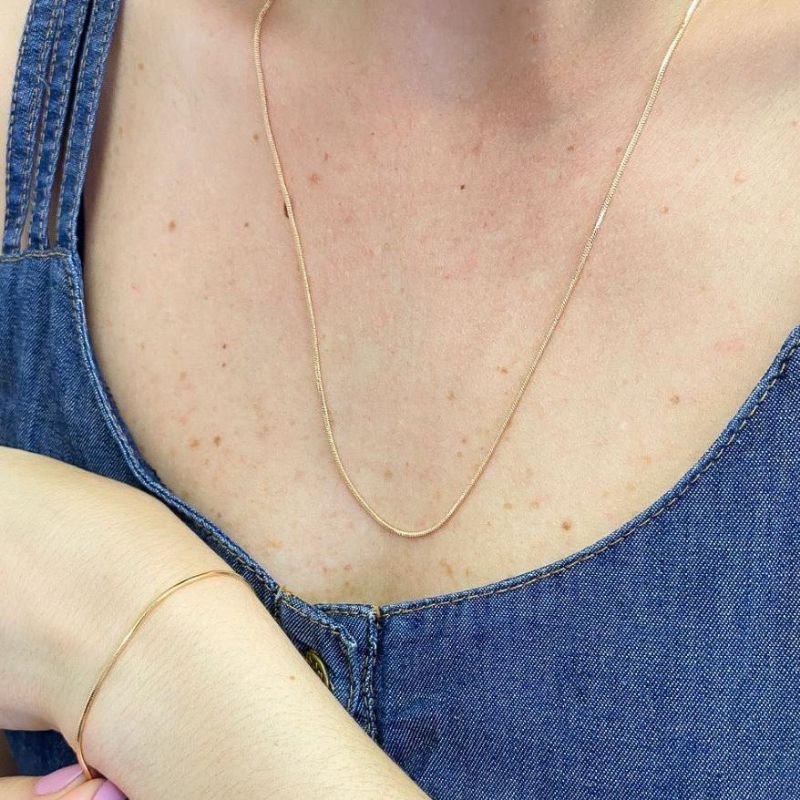 Colar Malha Diamantada Essencial 45CM Banhado Em Ródio