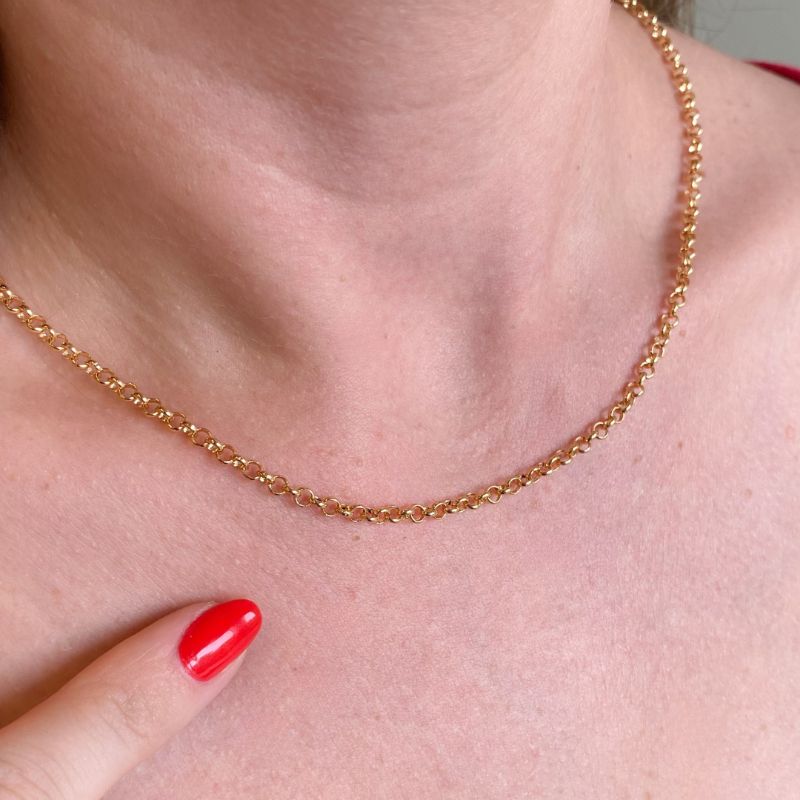Colar Choker De Elos Paris 40CM Banhado Em Ouro