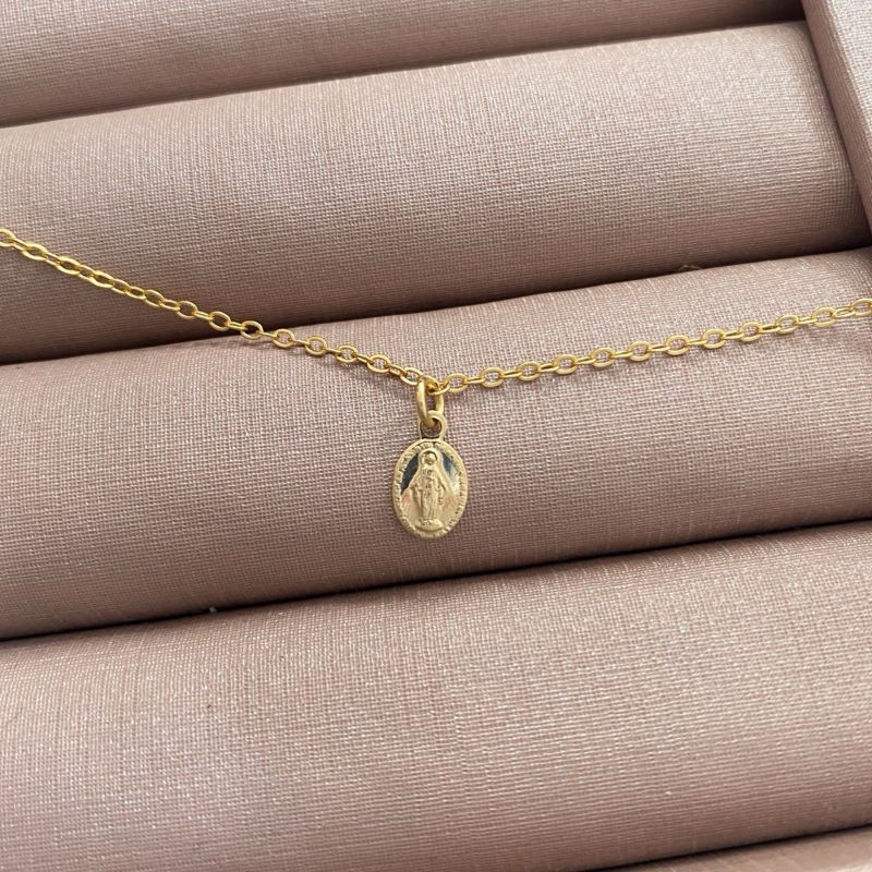 Pulseira Medalha Nossa Senhora Essencial Banhado Em Ouro