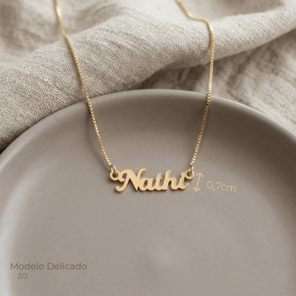 Colar De Nome Tradicional Banhado Em Ouro 18k