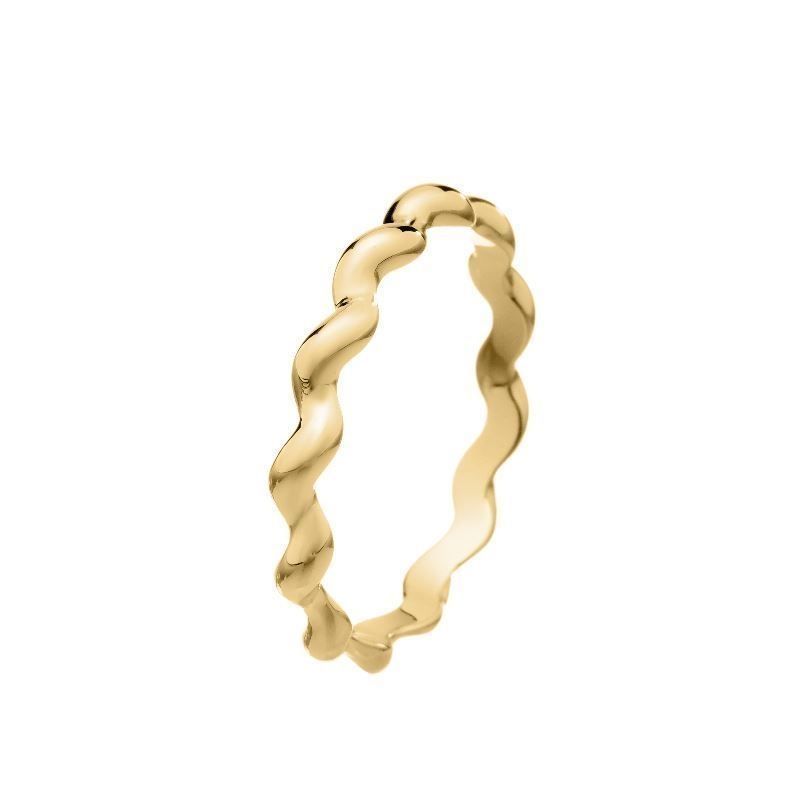 Anel Liso Ondulado Ouro Banhado Em Ouro 18k