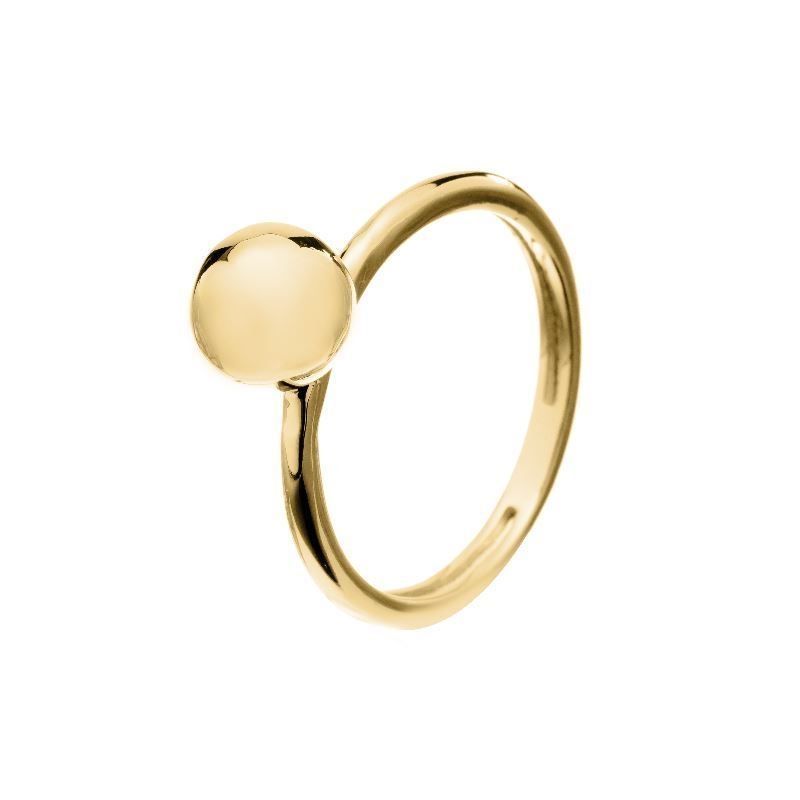 Anel Liso Bola Banhado Em Ouro 18k