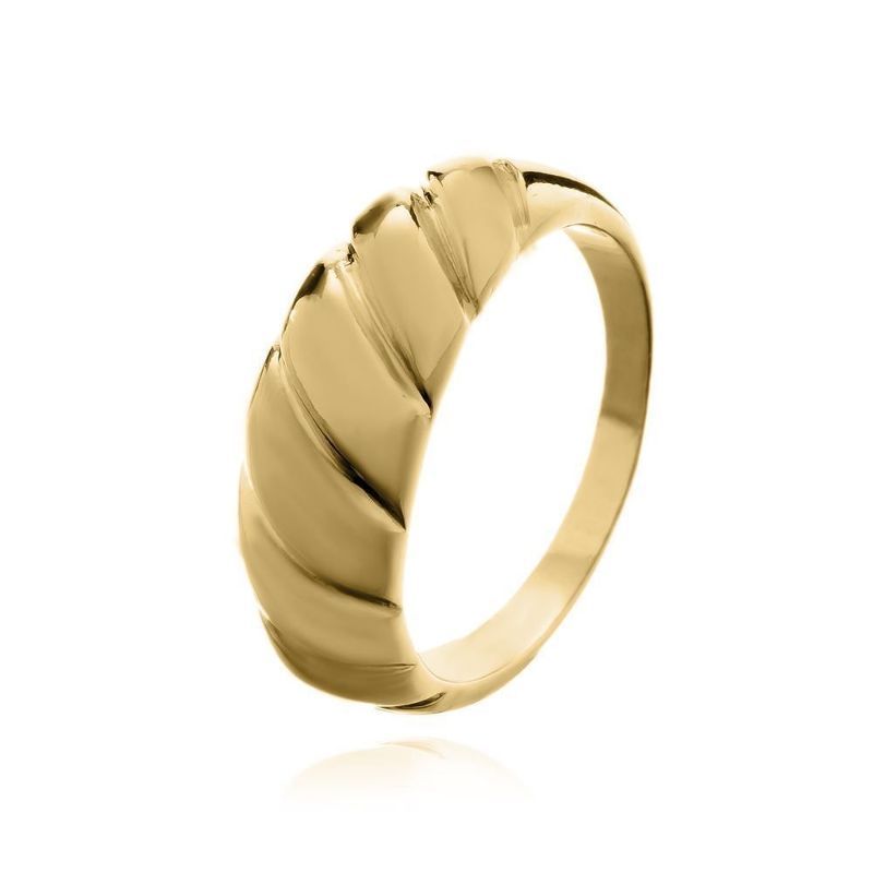 Anel Croissant Médio Ouro Banhado Em Ouro 18k