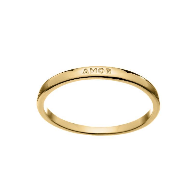 Anel Liso Amor Ouro Banhado Em Ouro 18k