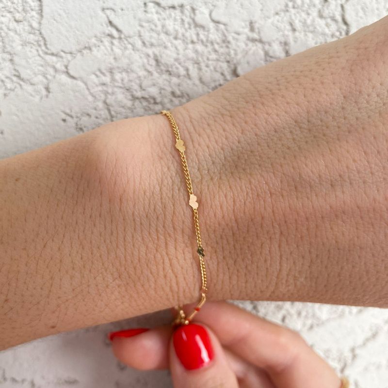 Pulseira Mini Corações Delicada Best-seller Banhado Em Ouro