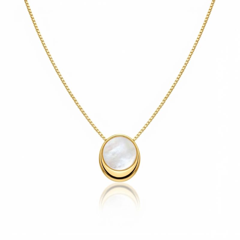 Colar Madreperola Oval Conceitual Essencial 45CM Banhado Em Ouro