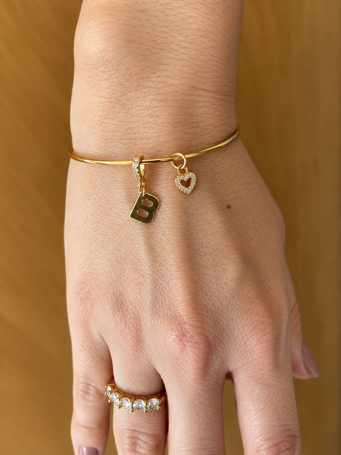 Bracelete Charms Liso Florescer Banhado Em Ródio
