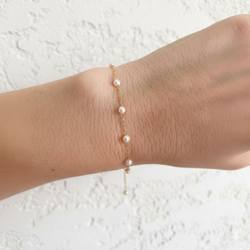 Pulseira De Bolinhas De Pérola Best-seller Banhado Em Ouro