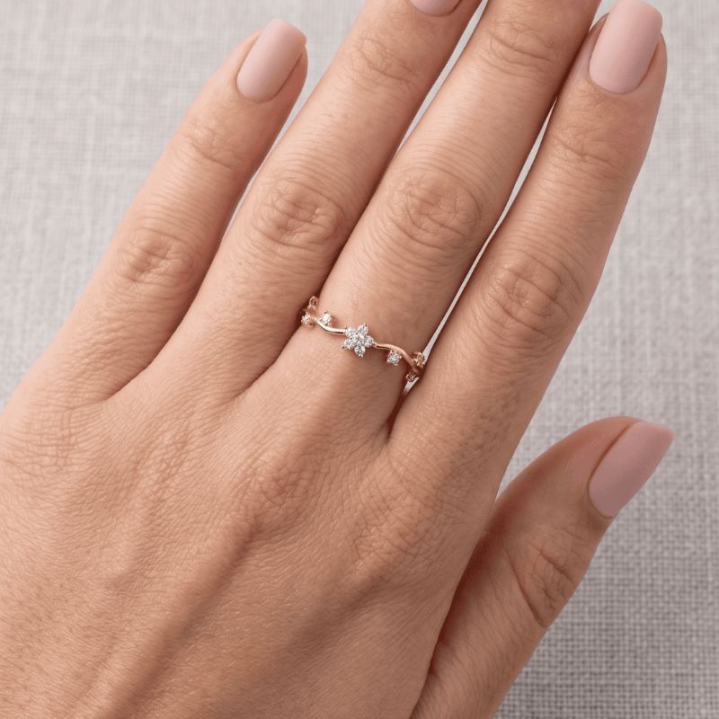 Anel Flor De Zircônias Regulável Florescer Banhado A Ouro 18k