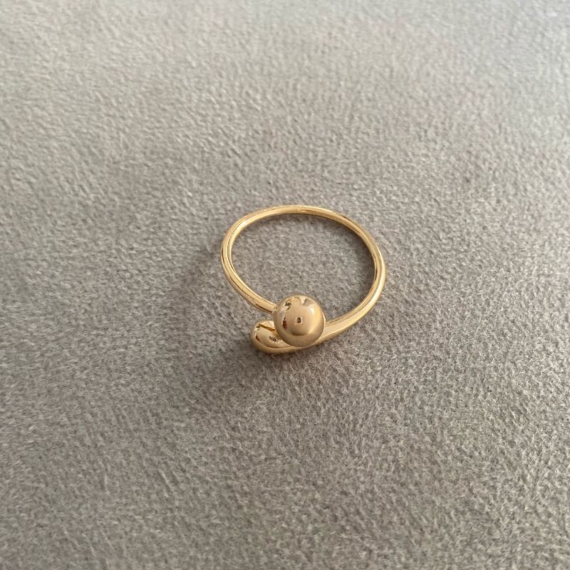Anel Bola E Gota Regulavél Essencial Banhado Em Ouro 18k