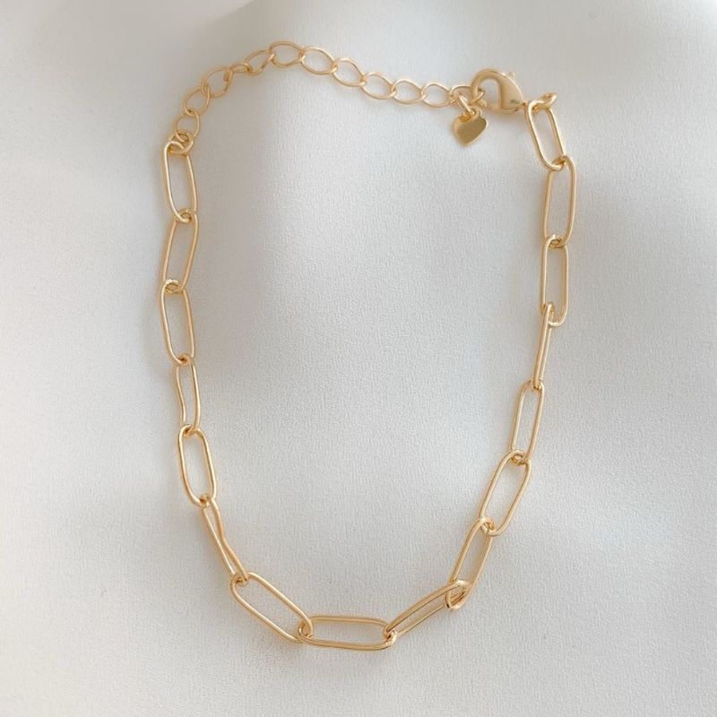 Pulseira De Elos Milão Banhado Em Ouro