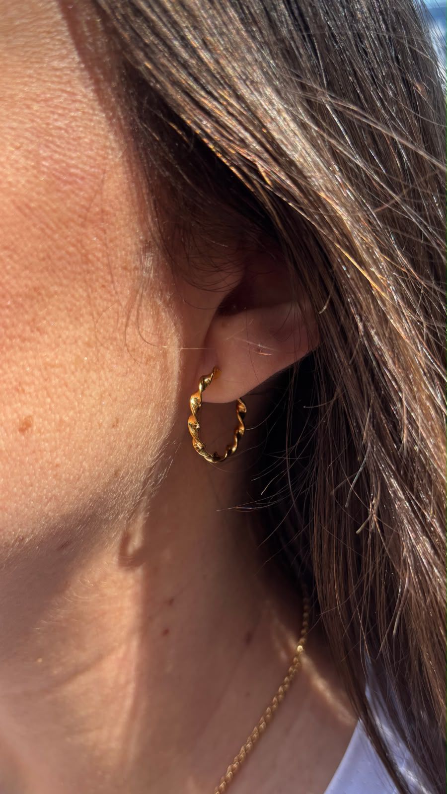 Brinco Argola Retorcida Lisa Lumina Banhado A Ouro 18k